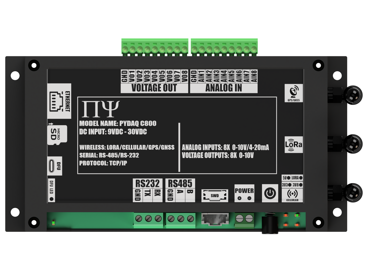 PYDAQ C800: Multichannel Wireless Programmable RTU